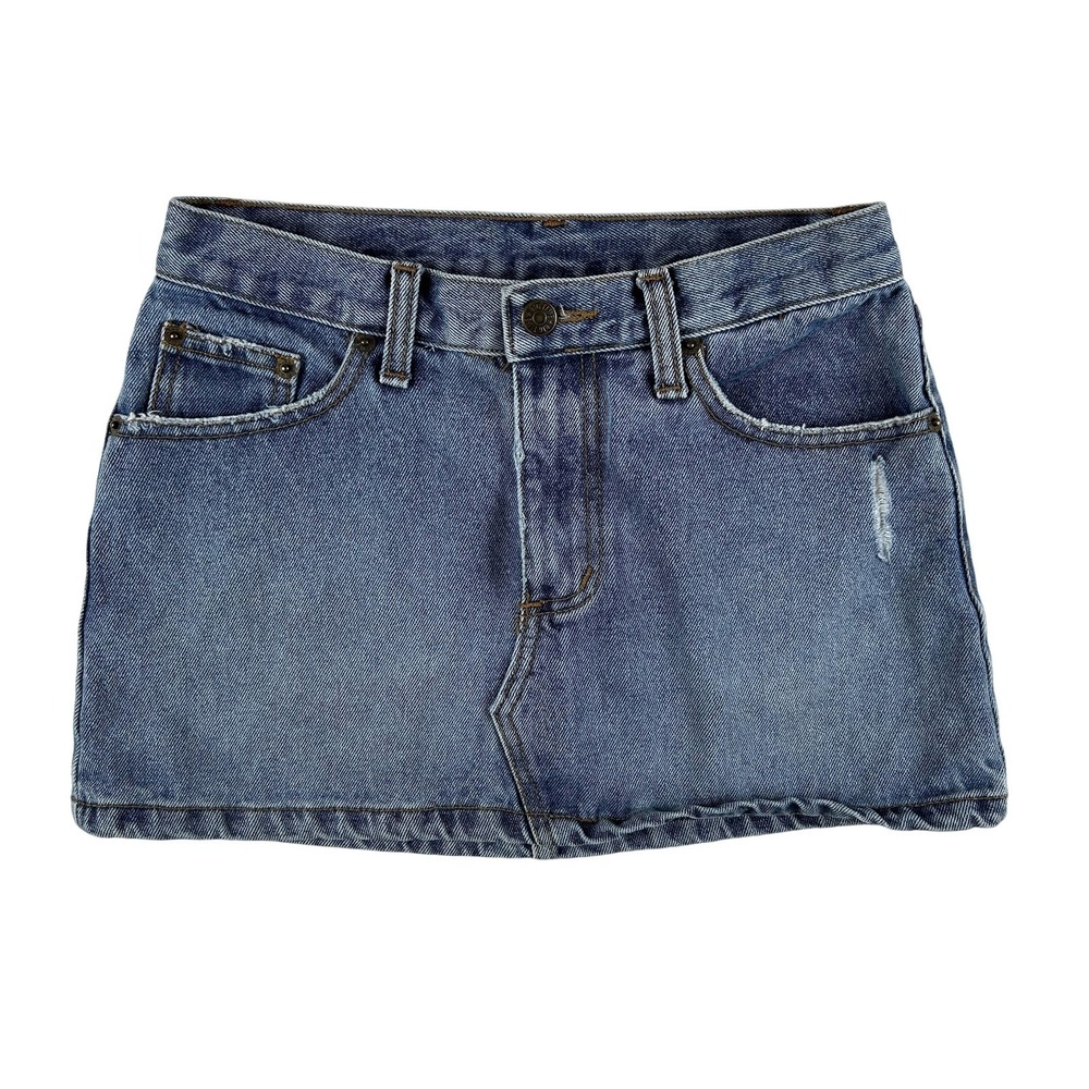 Vintage Big Time Skirt Womens Small Denim Micro Mini Distressed Pockets USA 90s